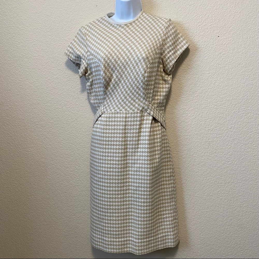 S Eisenberg Vintage Houndstooth Dress Cream and Tan 14